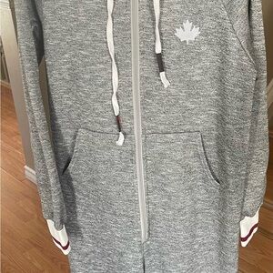 Gray Maple Leaf Zip-Up Onesie
